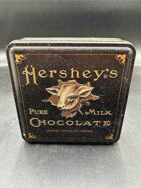 Hershey's Pure Milk Chocolate Vintage Tin - Black & Gold cow